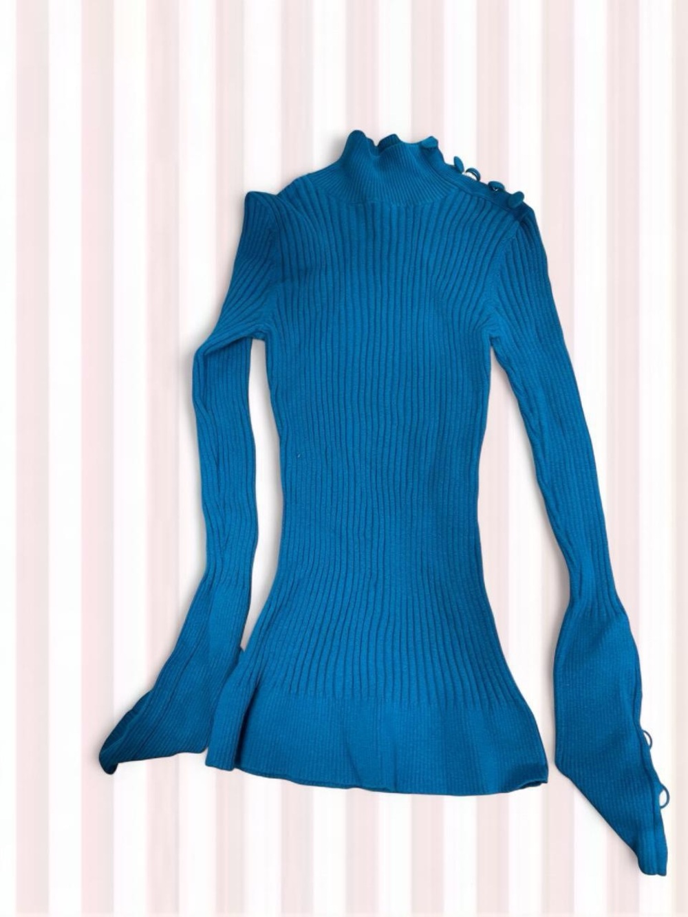 INC International Concepts Teal-Blue Ribbed Mock Neck Sweater
